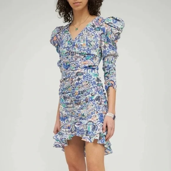 Isabel Marant Étoile Bireya Silk-Blend Mini Dress Size 40/ US 8 NWT - Picture 1 of 12